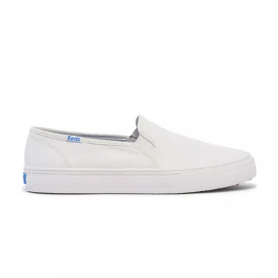 Keds Women's Double Decker Leather Slip On Leather Sneakers In White