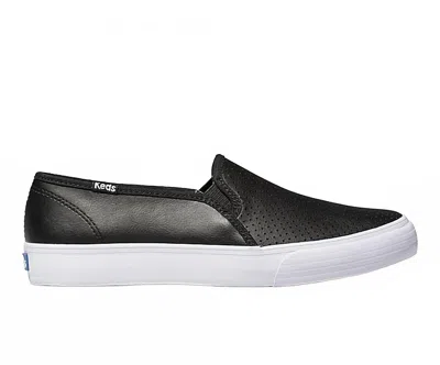Keds Women's Double Decker Perforated Leather Shoe In Black