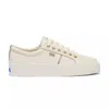 Keds Women's Jump Kick Duo Leather Metallic Lace Up Leather Sneakers In Egret/champagne