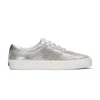 Keds Women's Jump Kick T-toe Distressed Metallic Lace Up Leather Sneakers In Silver
