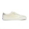 Keds Women's Jump Kick T-toe Leather/glitter Suede Lace Up Leather Sneakers In Egret/champagne