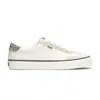 Keds Women's Jump Kick T-toe Leather/suede Hair Calf Heel Lace Up Leather Sneakers In Off White/beige
