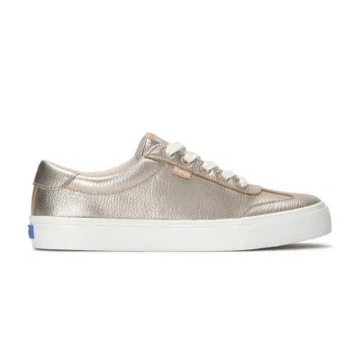 Keds Women's Jump Kick T-toe Metallic Leather Lace Up Leather Sneakers In Gold