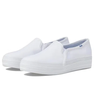 Keds Women's  Triple Decker Sneakers White Canvas Platform Shoes Zap1427 In Multi