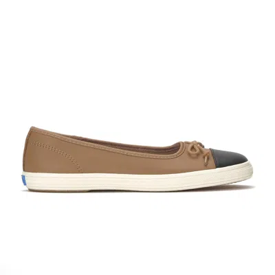 Keds Women's Maisie Ballet Toe Cap Leather Sneakers In Tan & Black