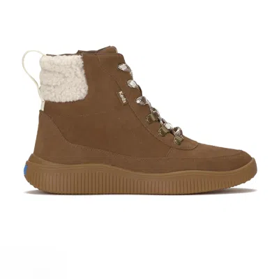 Keds Women's Nova Boots Lace Suede/faux Sherling In Cognac
