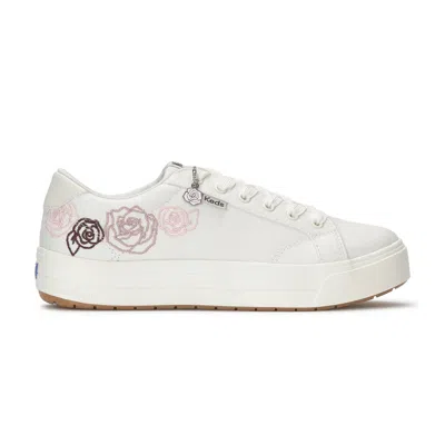 Keds Women's Park Canvas Rose Embroidery Lace Up Canvas Sneakers In Multi