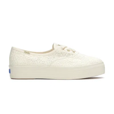 Keds Women's Point Festival Eyelet Lace Up Canvas Sneakers In Egret