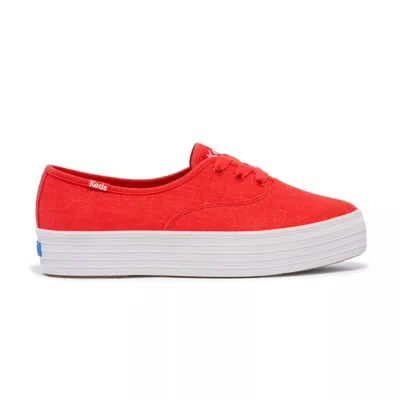 Keds Women's Point Linen Lace Up Canvas Sneakers In Red