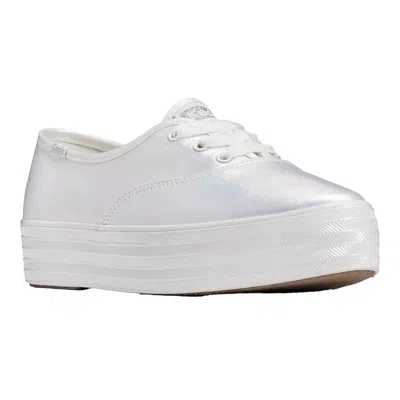 KEDS WOMEN'S POINT PEARLIZED LACE UP SNEAKER IN WHITE