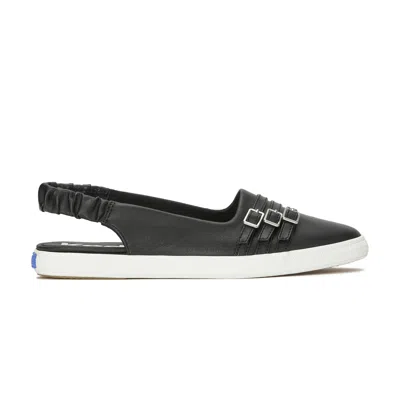 Keds Women's Point Slingback Leather Deco Buckles Sneakers In Black
