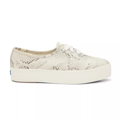 Keds Women's Point Snake Print Lace Up Leather Sneakers In Taupe