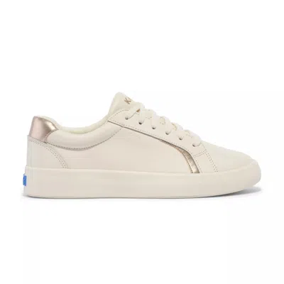 Keds Unisex|women's Pursuit Leather Denim Heel Lace Up Leather Sneakers In Egret/champagne