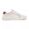 Keds Unisex|women's Pursuit Leather Denim Heel Lace Up Leather Sneakers In White/cognac