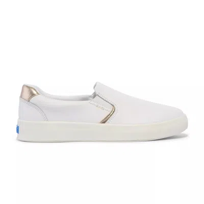 Keds Unisex|women's Pursuit Leather Slip On Leather Sneakers In Egret/champagne 