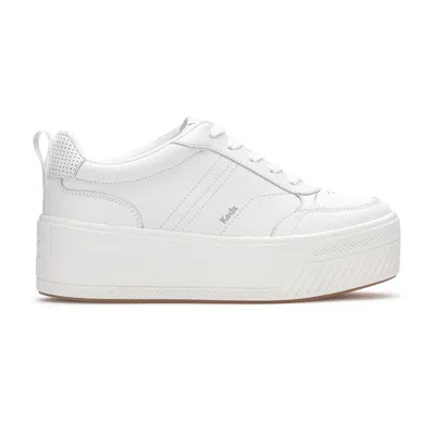 Keds Women's Skyler Ii Leather Mixed Texture Lace Up Leather Sneakers In White