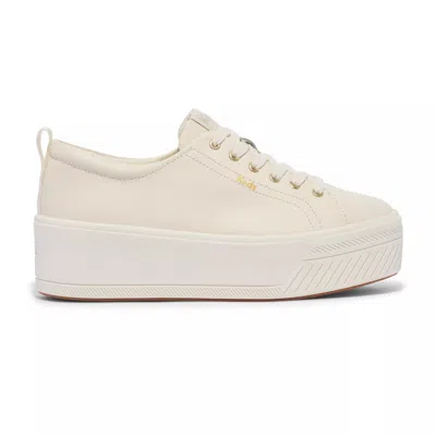 Keds Women's Skyler Leather Lace Up Leather Sneakers In Egret/champagne
