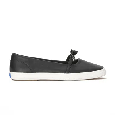 Keds Women's Square Toe Mini Bow Leather Sneakers In Black