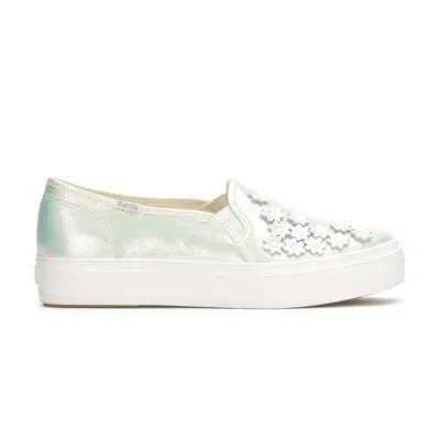 Keds Women's Triple Decker Canvas Floral Embellished Celebrations Slip On Canvas Sneakers In Iridescent