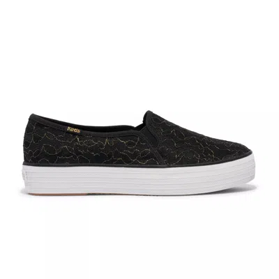 Keds Women's Triple Decker Lace Celebrations Slip On Canvas Sneakers In Black