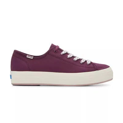 Keds Women's Triple Kick Canvas Bottom Foxing Stripe Lace Up Canvas Sneakers In Burgundy