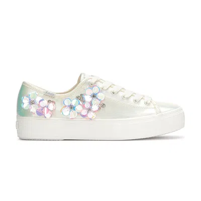 Keds Women's Triple Kick Canvas Floral Embellished Celebrations Lace Up Canvas Sneakers In Iridescent