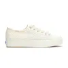 Keds Women's Triple Kick Cotton Mesh Lace Up Canvas Sneakers In Egret
