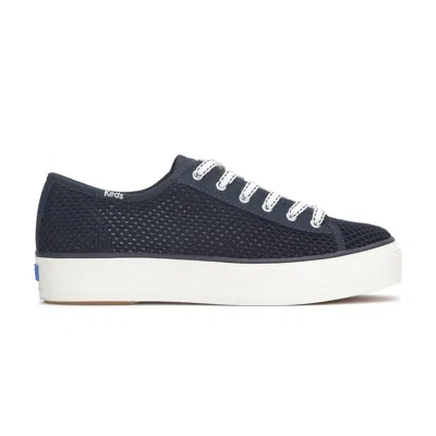 Keds Women's Triple Kick Cotton Mesh Lace Up Canvas Sneakers In Navy/white