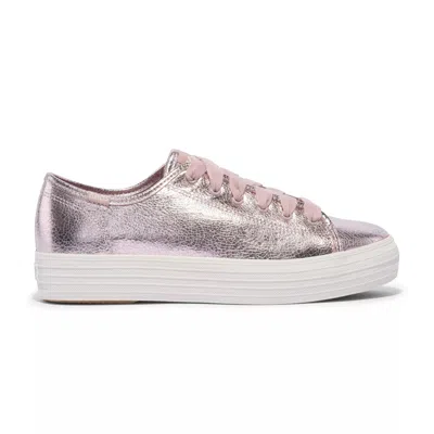 Keds Women's Triple Kick Metallic Leather Lace Up Leather Sneakers In Fuchsia