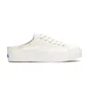 Keds Women's Triple Kick Mule Starburst Eyelet Slip On Canvas Sneakers In Snow White
