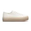 Keds Women's Triple Up Canvas Bottom Foxing Stripe Lace Up Canvas Sneakers In Snow White/neutral