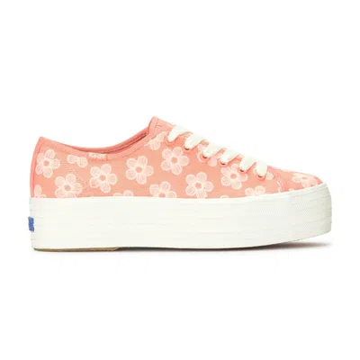 Keds Women's Triple Up Canvas Floral Embroidery Lace-up Canvas Sneakers In Multi
