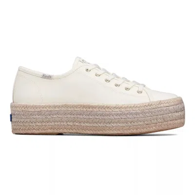 Keds Women's Triple Up Canvas Ombre Jute Foxing Lace Up Canvas Sneakers In Off White