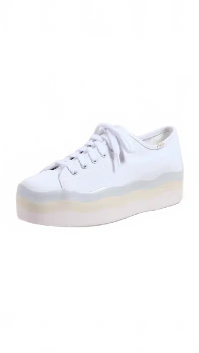 Keds Women's Triple Up Canvas Wave Shoes In White