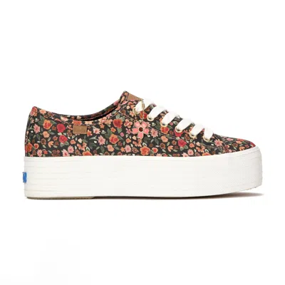 Keds Women's Triple Up Ditsy Rose Canvas Charm Lace-up Sneakers In Rose/multi Color