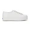 Keds Women's Triple Up Leather Pop Binding Lace Up Leather Sneakers