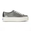 Keds Women's Triple Up Metallic Leather Lace Up Leather Sneakers In Gray