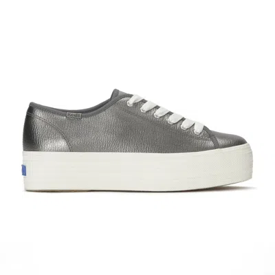 Keds Women's Triple Up Metallic Leather Lace Up Leather Sneakers In Gray
