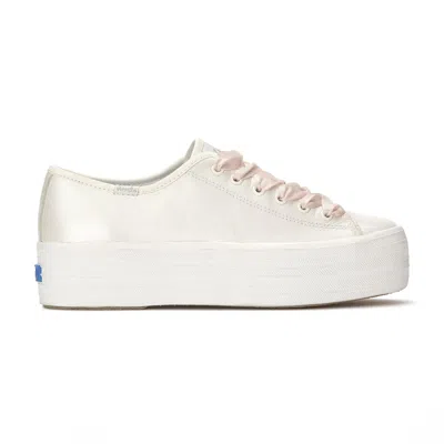 Keds Women's Triple Up Pearlized Leather Ballet Sneakers In White Pearlized