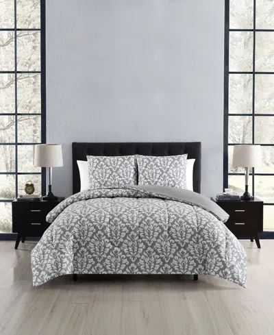 Keeco Brushed Damask 3-pc. Comforter Set In Grey