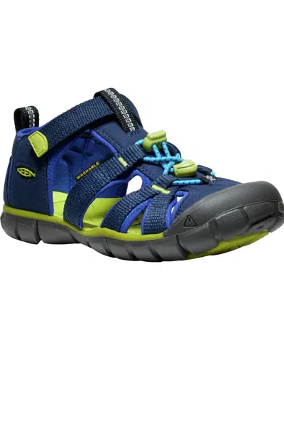 Keen Big Kids' Seacamp Ii Cnx Sandal In Naval Academy/chartreuse In Blue