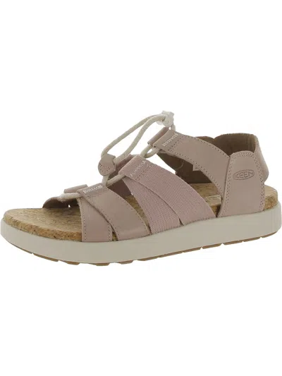 Keen Elle Mixed Strap Womens Leather Caged Slingback Sandals In Beige