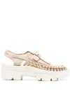 Keen Footwear Uneek Woven Platform Sandals In Gold