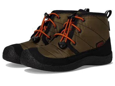 Keen Howser 2 Quilted Mid Height Waterproof Comfy Durable (little Kid/big Kid) Kids Shoes Dark Olive/gold