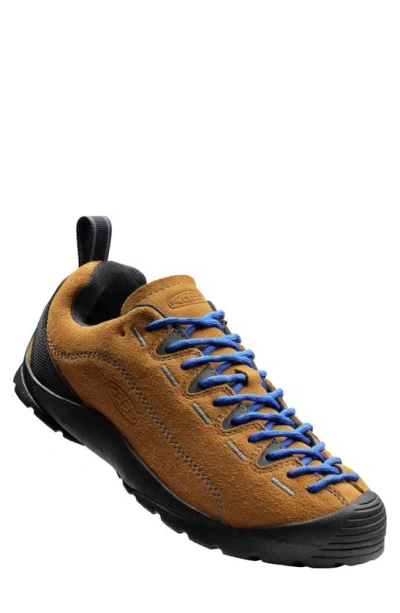 Keen Jasper M-cathay Low-profile Tan Suede Sneakers With Contrasting Black Sole In Brown