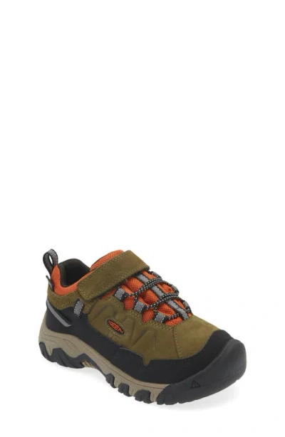 Keen Kids' Targhee Iv Waterproof Hiking Shoe In Dark Olive/gold Flame