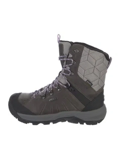 Pre-owned Keen Leather Printed Lace-up Boots In Black