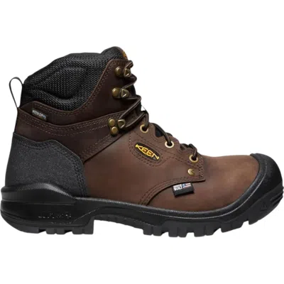 Keen Men's Independence 6" Leather Waterproof Soft Toe Work Boots In Dark Earth/black In Multi