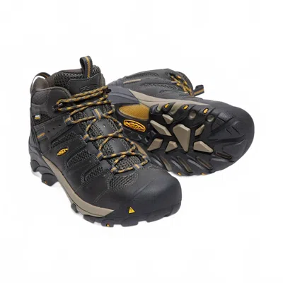 Keen Men's Lansing Mid Waterproof Steel Toe Shoes In Raven/ Tawny Olive In Multi
