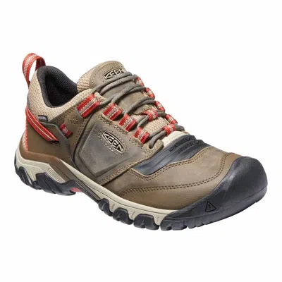 Keen Men's Ridge Flex Waterproof Hiking Sneakers In Timberwolf/ketchup In Multi